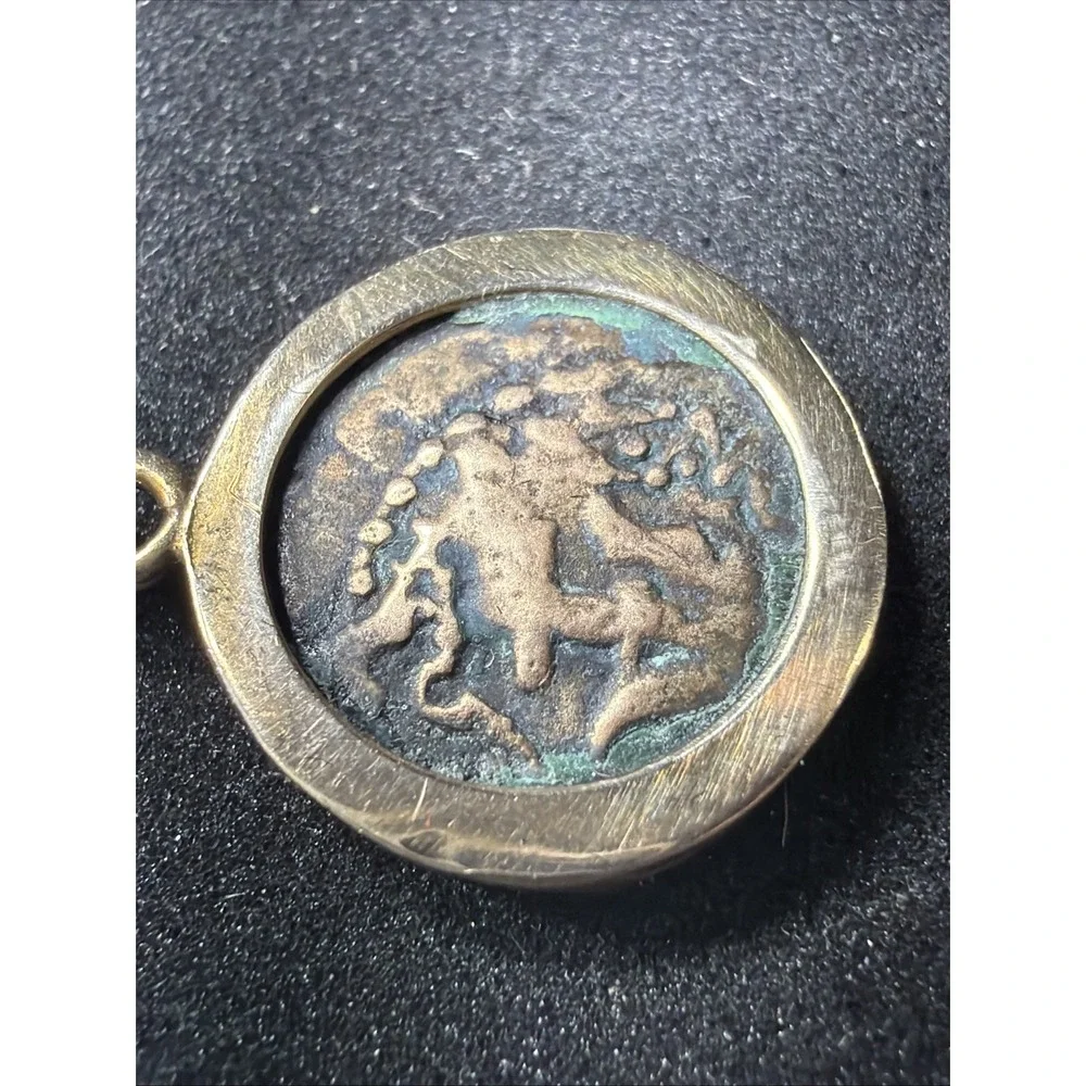 Ancient Widows Mite Coin 14K Gold Mount Pendant 